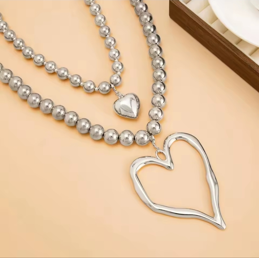 Silver Heart Necklace Set - Picture 7 of 9